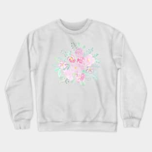 abstract pink flowers watercolor arrangement Crewneck Sweatshirt